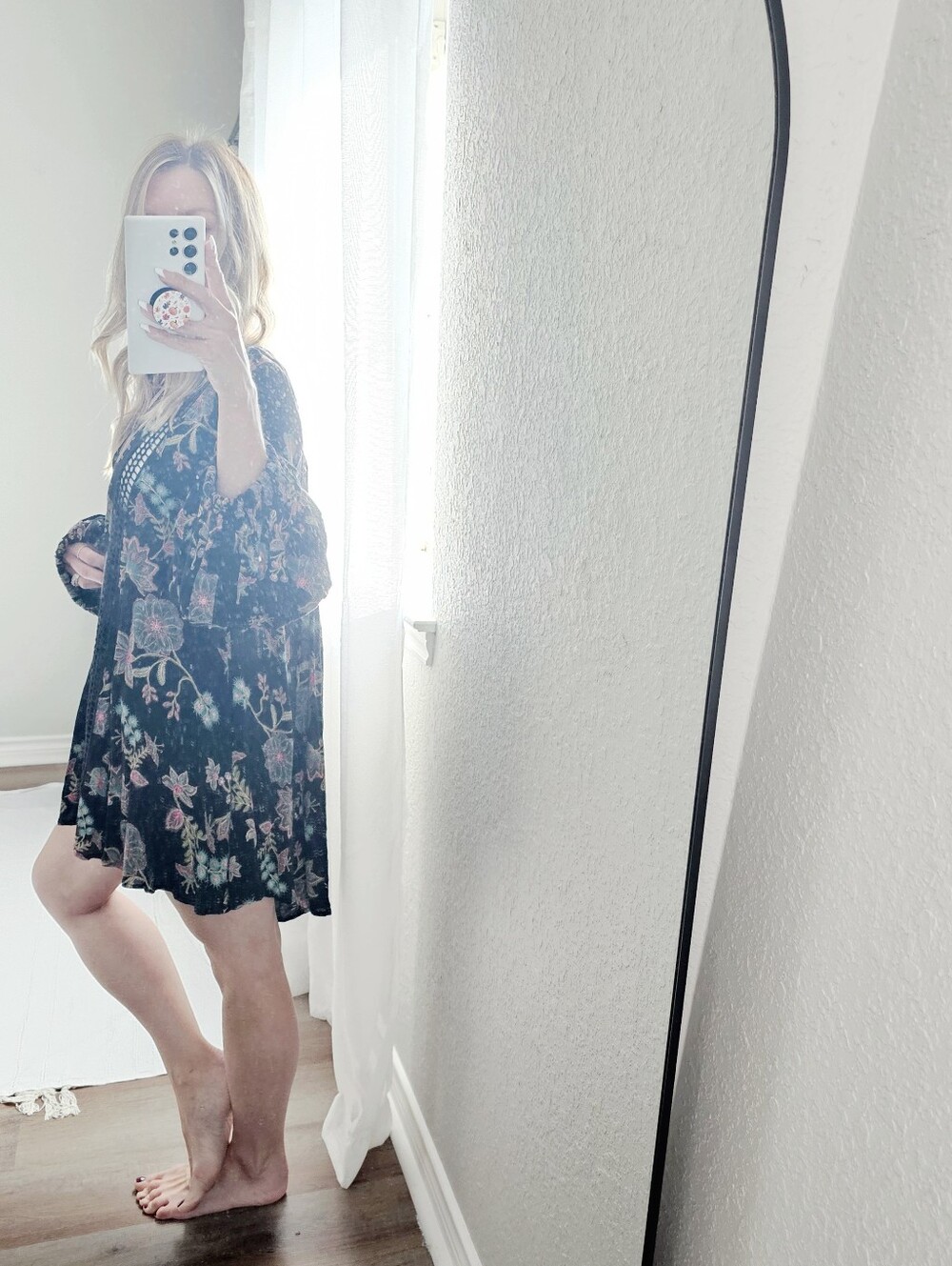 Free People Just The Two Of Us Top Tunic Dress Black Floral Botanical Women XS - Picture 10 of 16